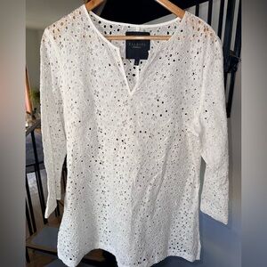 Talbots Women’s White Eyelet Top size 16